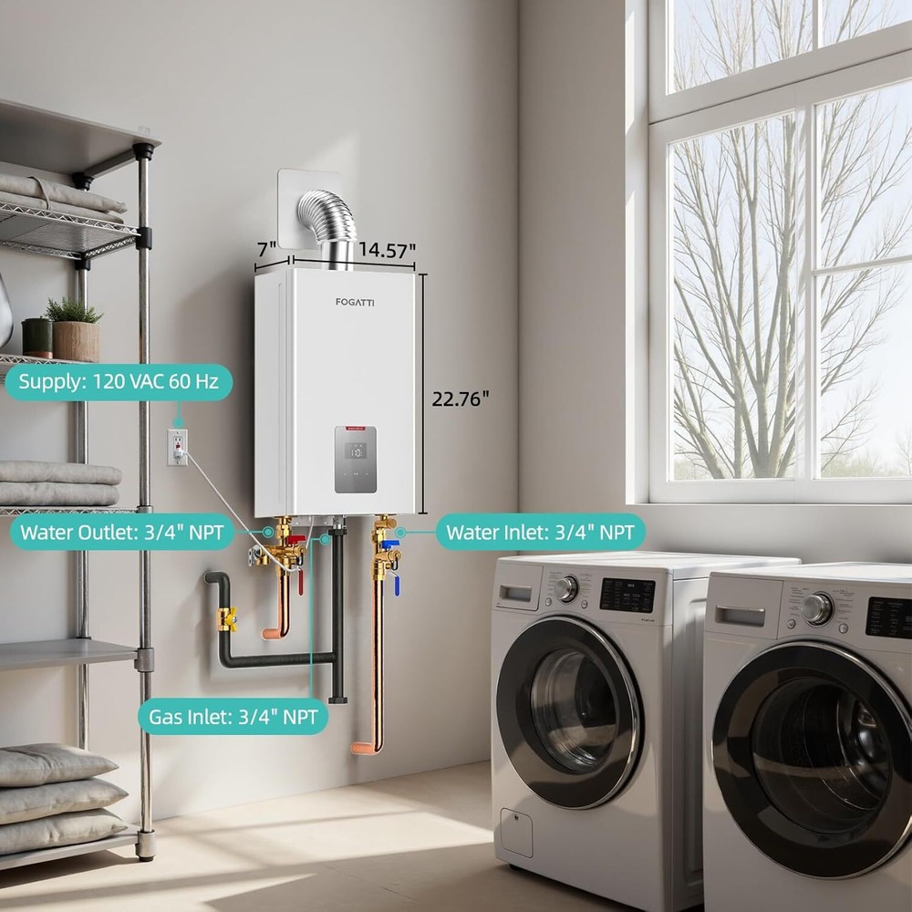 【99% NEW】Indoor Tankless Water Heater Natural Gas 5.1GPM 120,000BTU On-Demand