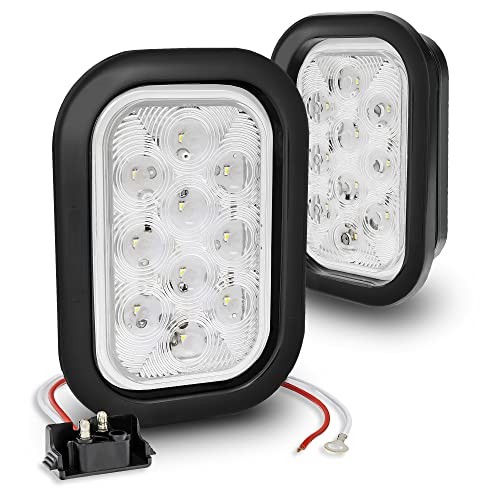 TRUE MODS 2pc 5x3 3x5 Inch Rectangle LED Trailer Tail Light Kit 2 Pack White