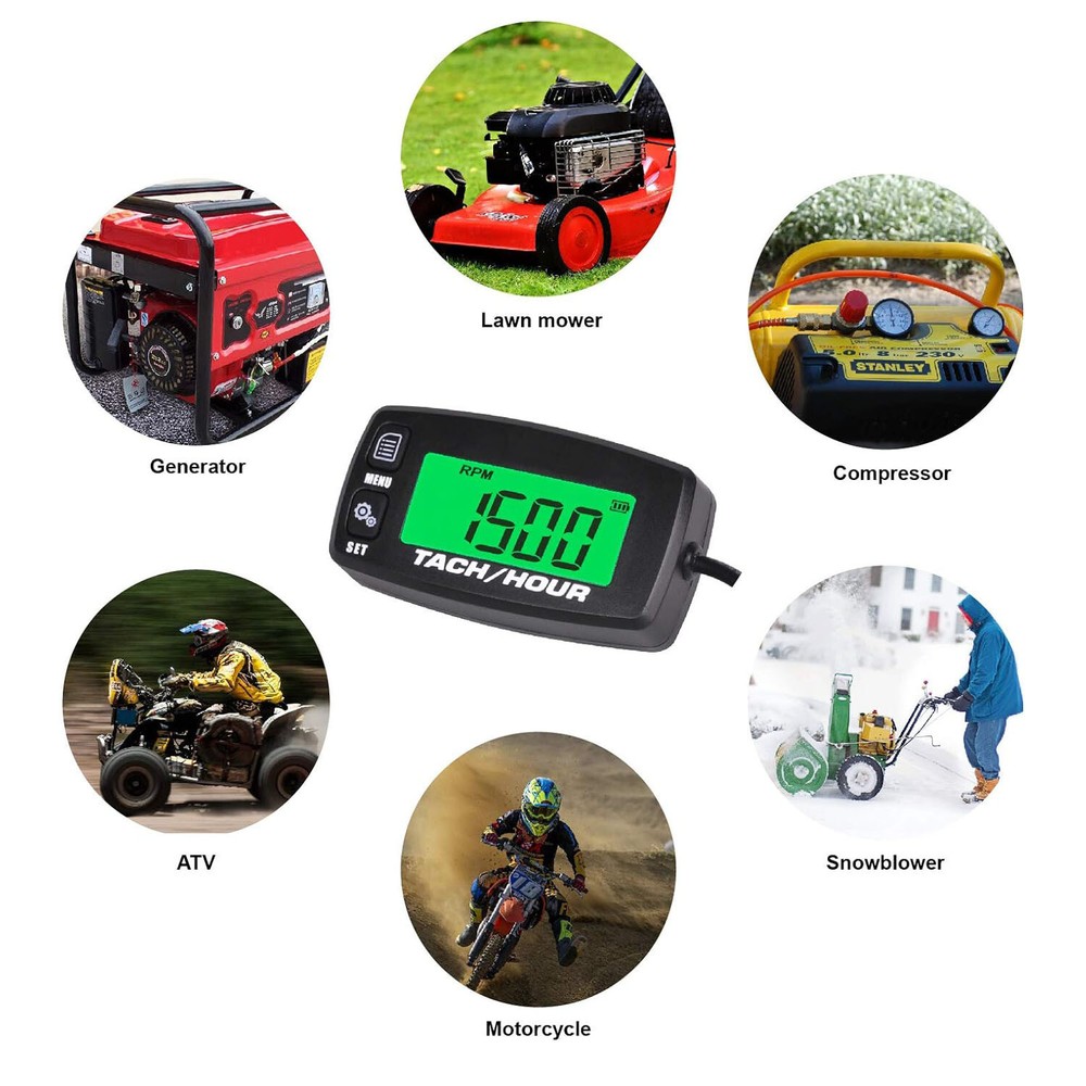 Digital Maintenance Tach/Hour Meter,Battery Replacement For Small Gas Engine
