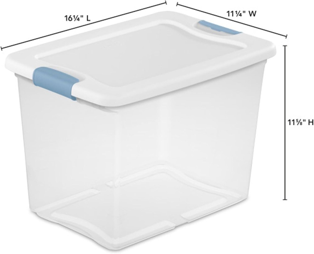 6-Pack Stackable Storage Bin with Lid Clear Plastic Design 25 Quart Containers