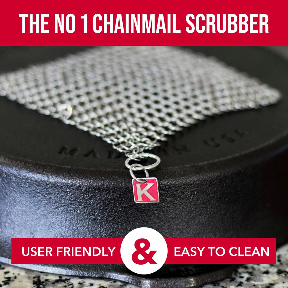 Original 4" Cast Iron Scrubber- Chainmail Scrubber for Cast Iron Pans, Hard A...