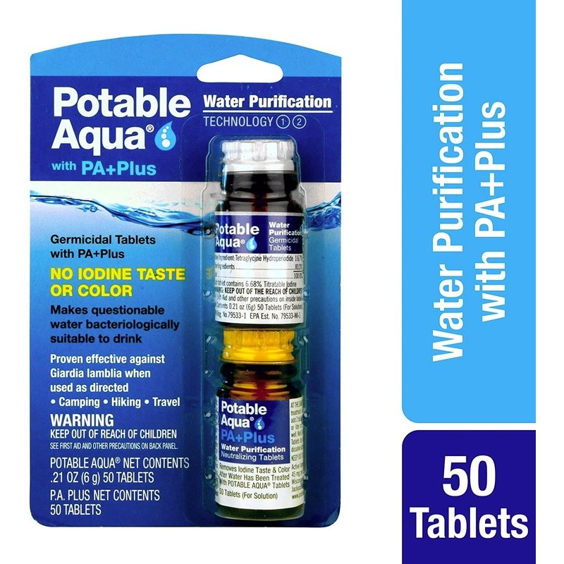 Water Purification Tablets Drinking Water 2-Pack 50 Count Emergency Use