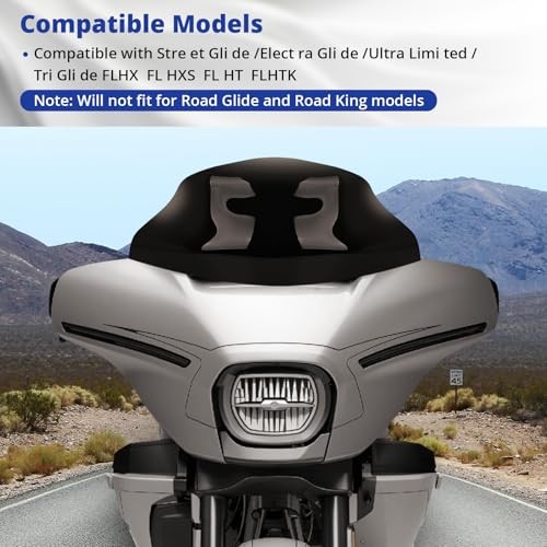 9" Motorcycle Wave Windshield Windscreen, Compatible with 2014-2023 Har ley