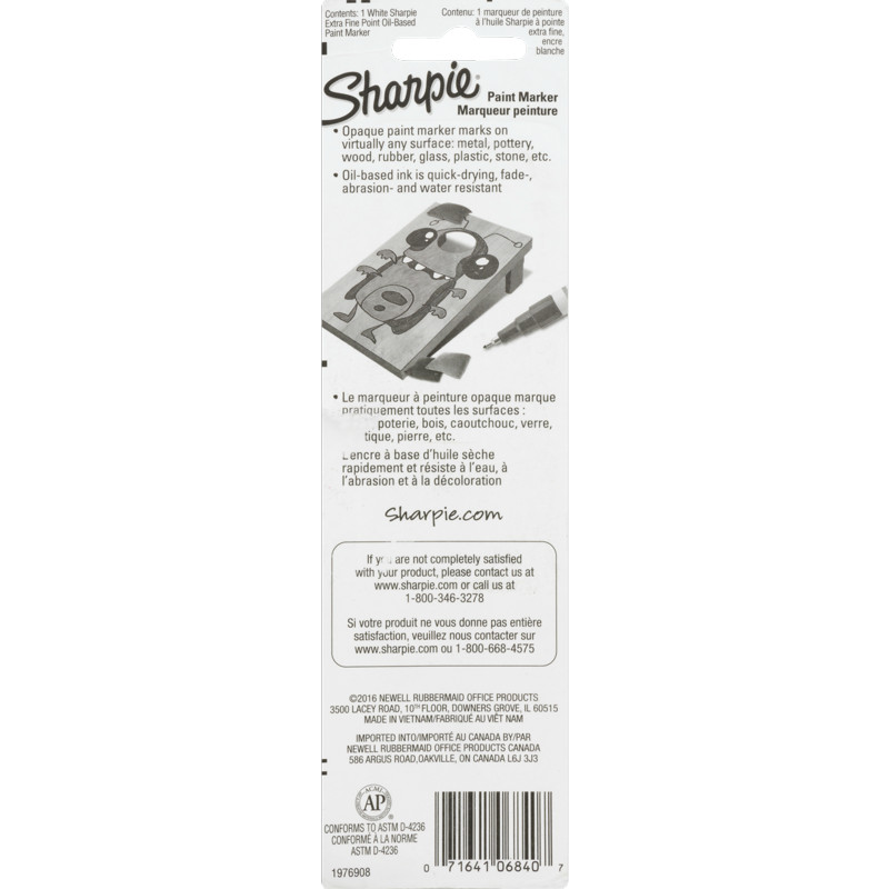Sharpie Oil-Based Paint Marker, Extra Fine Point, White, 1 Count