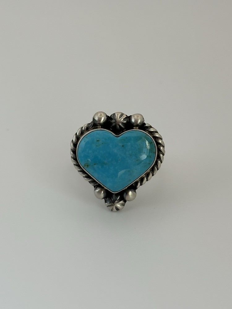 sterling silver turquoise heart ring size adjustable