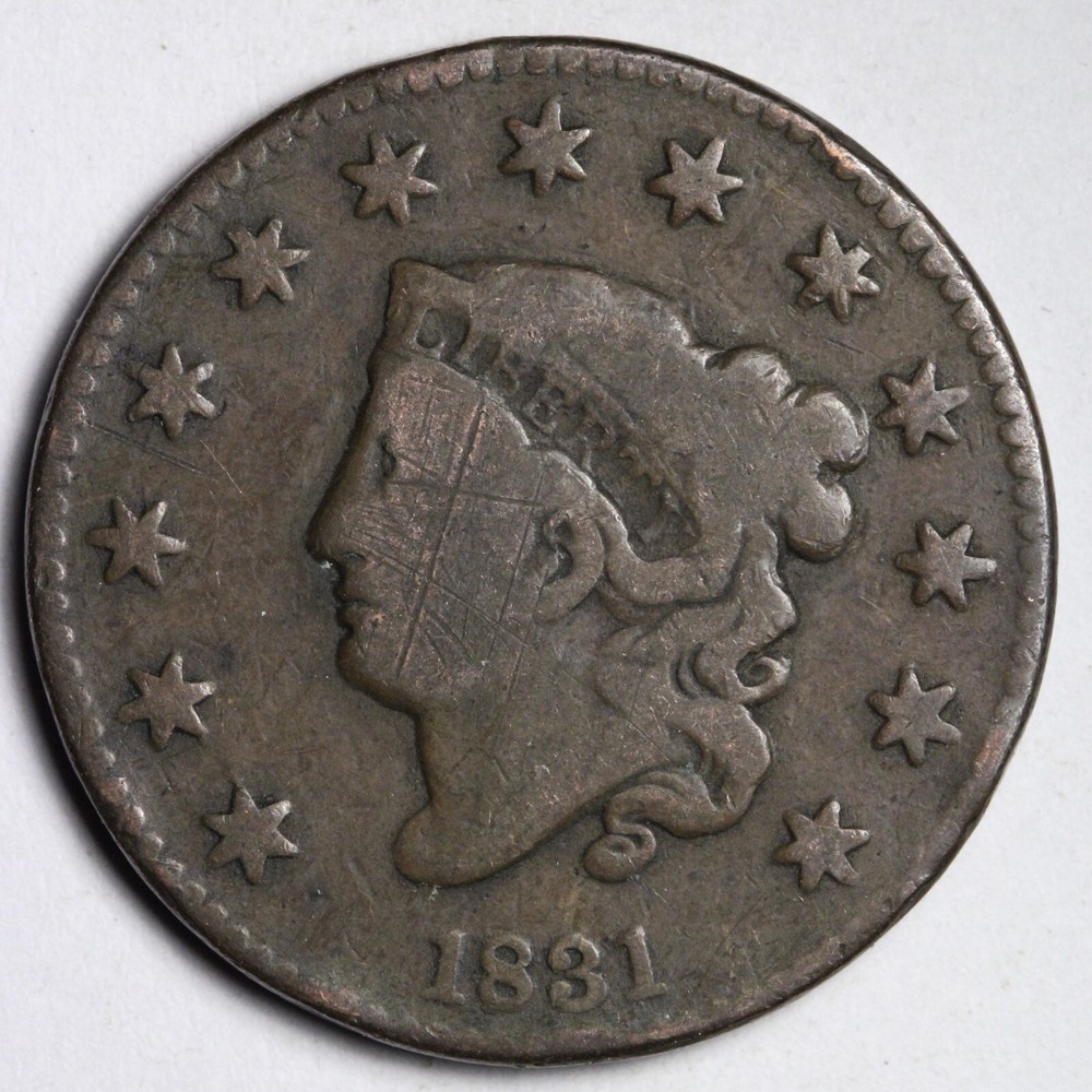 1831 Coronet Head Large Cent CHOICE VG E123 RCH