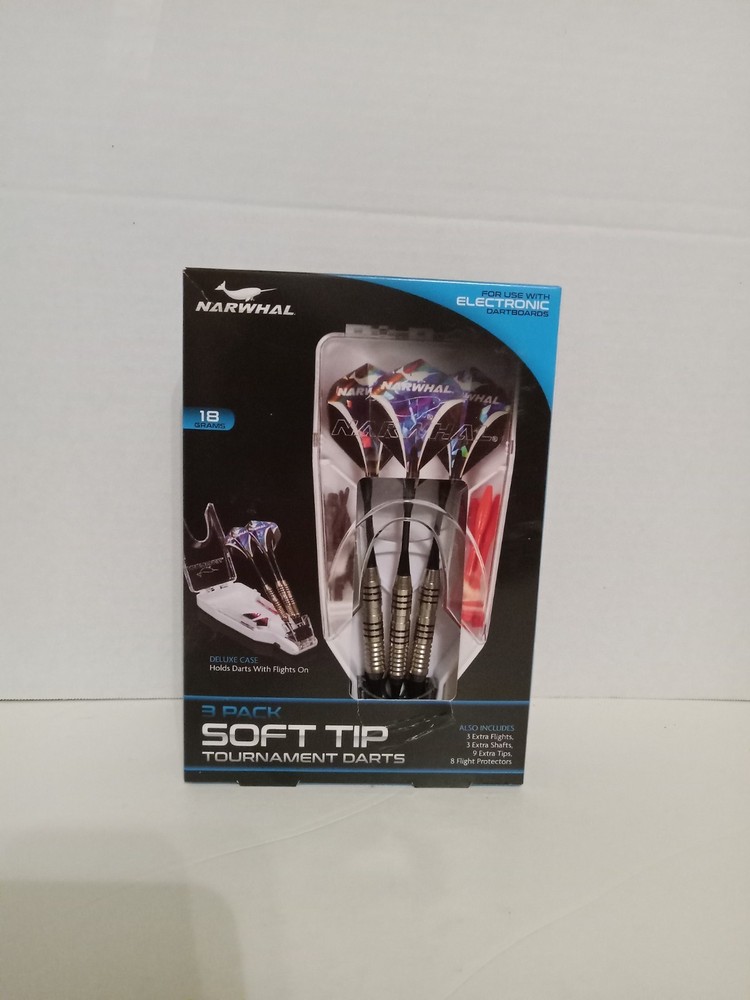 Narwhal Tournament Soft Tip Darts Includes Deluxe Storage Case, 3 Pack.