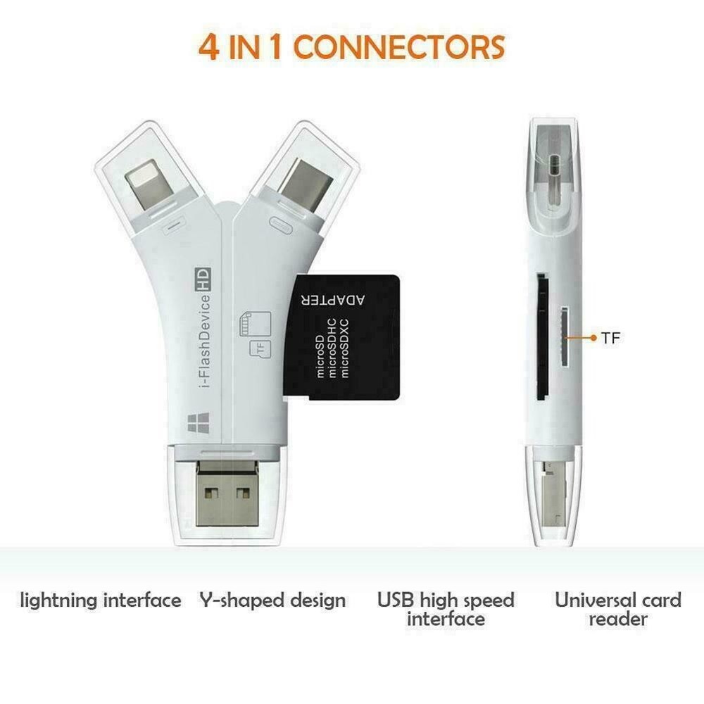 4in1 USB i-Flash Drive Micro SD/TF Card Reader Adapter For iPhone iPad Android