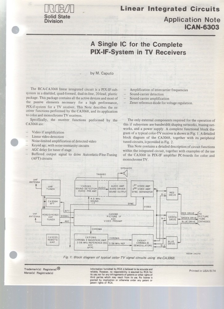 RCA Linear Integrated Circuits Application Note ICAN-6303