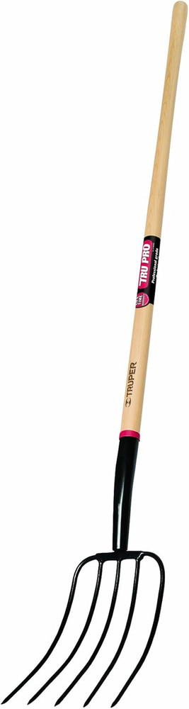 Tru Pro 54" 5-Tine Manure Fork with Sturdy Ash Handle for Easy Use