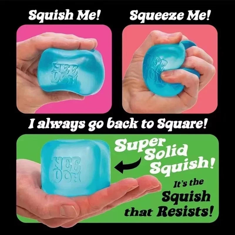 Nee Doh Nice Cubes Ice Cube Toy Fidget Super Solid Squish Blue*