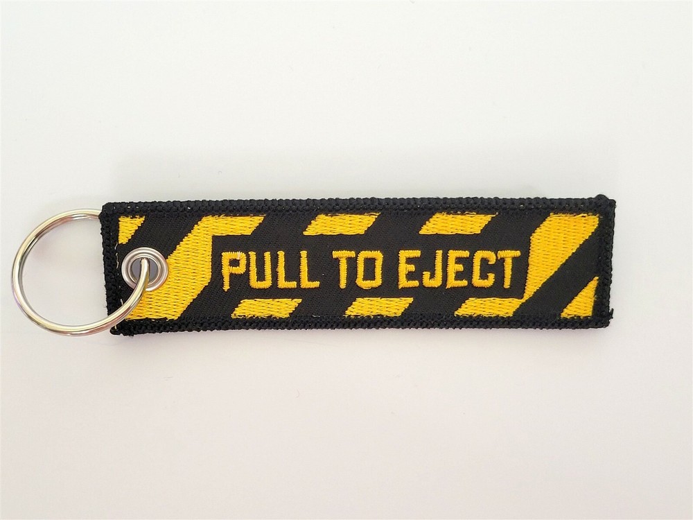 MG Mag Aerospace Pull To Eject Black Flight Tag Keychain Military