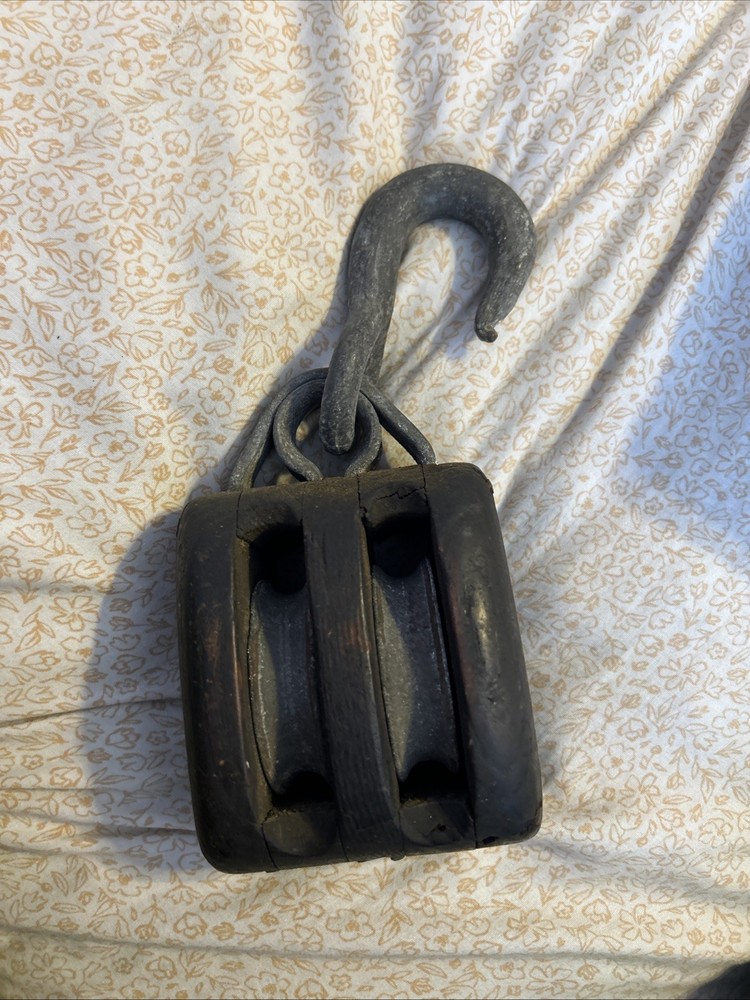 vintage wooden barn pulley