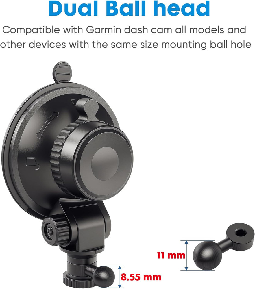 Universal Suction Cup Mount for Garmin Dash Cam Mount,Small Reusable Adjustable