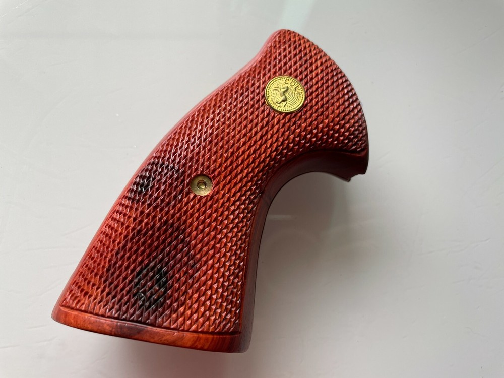 New COLT PYTHON grips (I, E FRAME) All check hard wood and Medallions