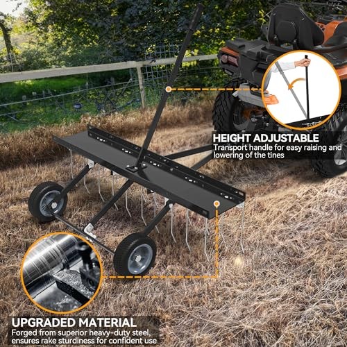 Dethatcher, Lawn dethatcher Rake for ATV,40 inch Tow Behind Dethatcher,20