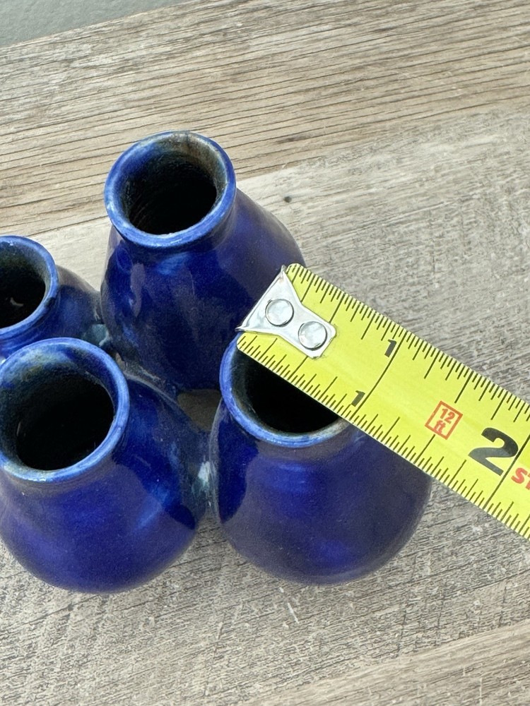 Studio Pottery Cluster Vases Cobalt Blue