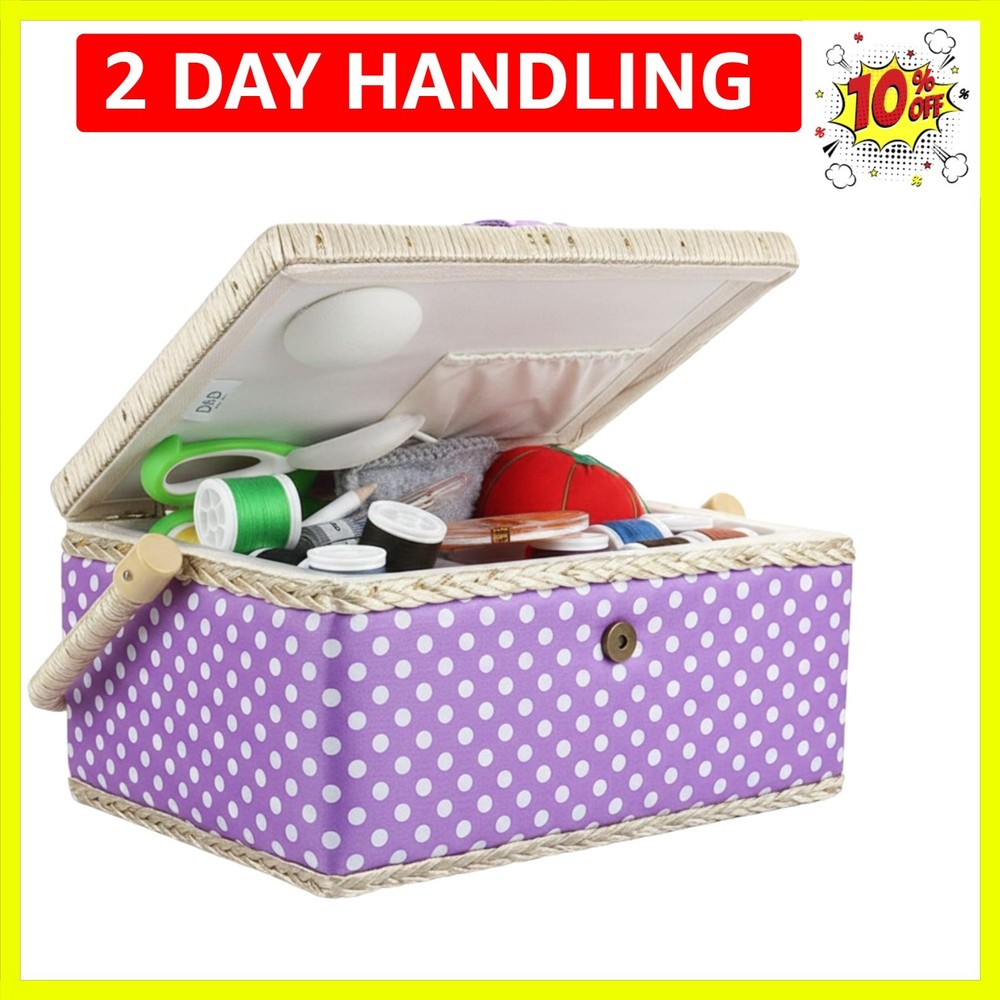 Sewing Basket Large with Accessories Sewing Kit Storage Organizer with Tools,...