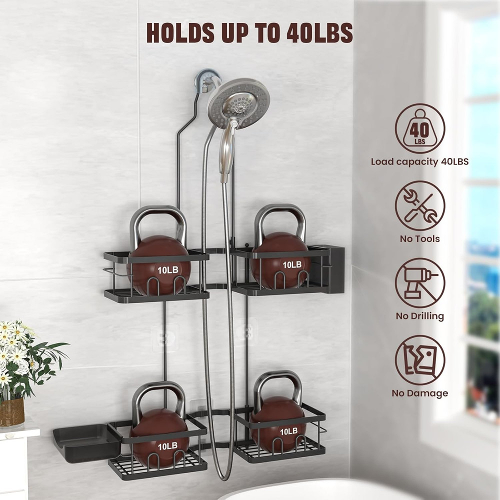 REINHARDT Adjustable Shower Caddy Hanging Rustproof Shower Caddy for Handheld Sh