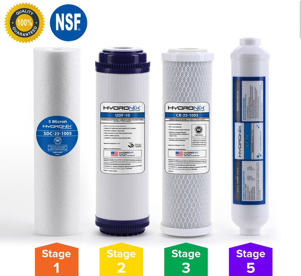 5 Stage Reverse Osmosis RO Water Filter Replacement Set 4 pc SED UDF CTO GAC NSF
