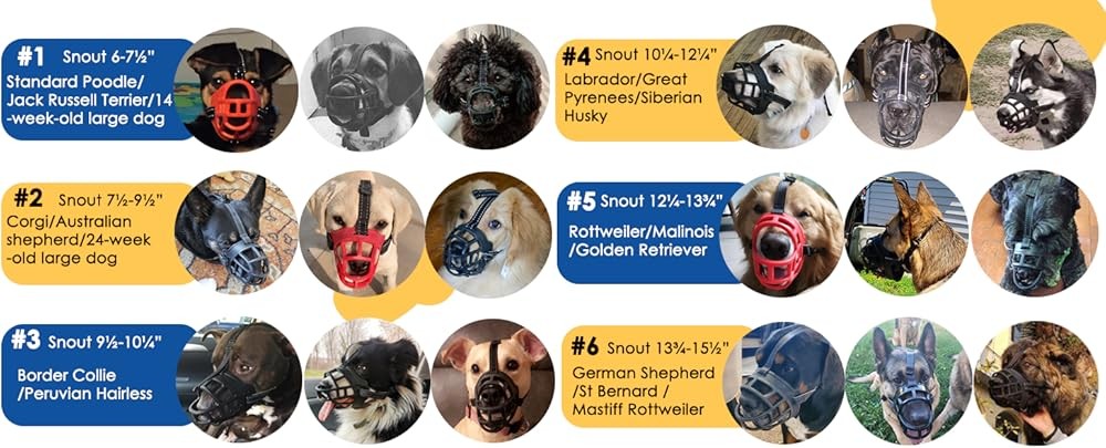 BARKL Dog Muzzle, Silicone Basket Muzzle for Small Medium Lar Dogs,