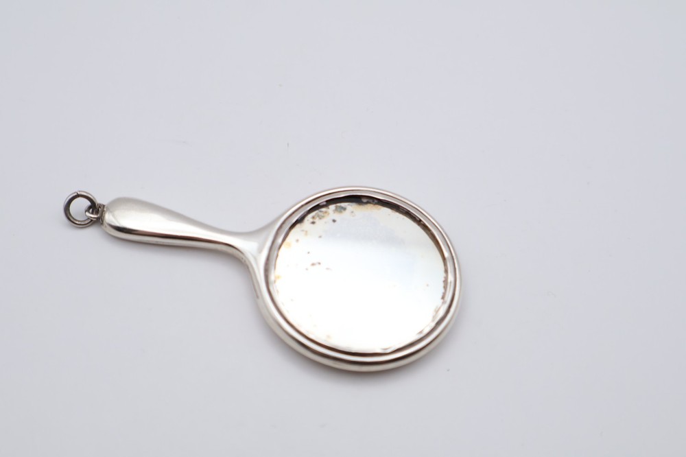 Antique Sterling Silver Chatelain Mirror Pendant Birmingham 1912