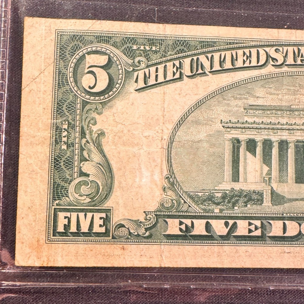 VINTAGE,ERROR MISCUT 1953 Five RED SEAL NOTE
