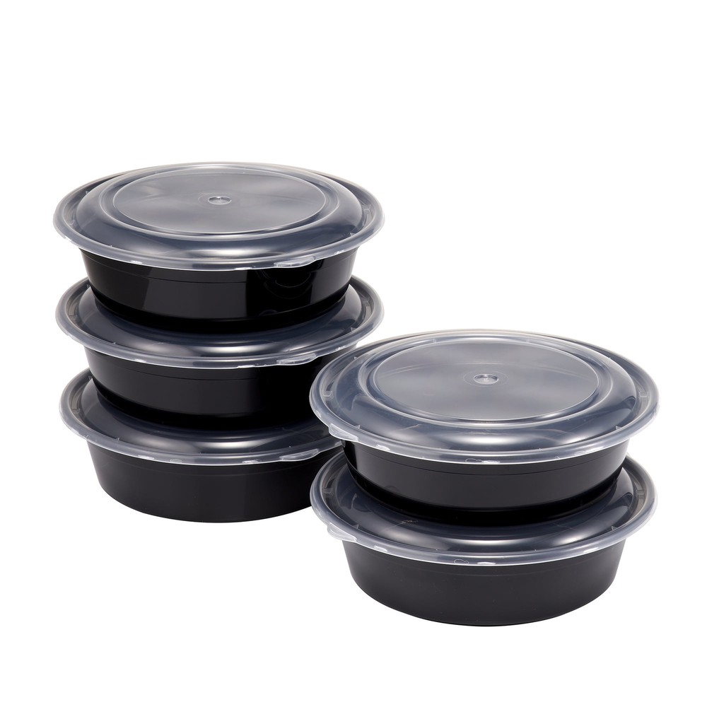 1L Round Meal Prep Food Storage Container, 5 Pack