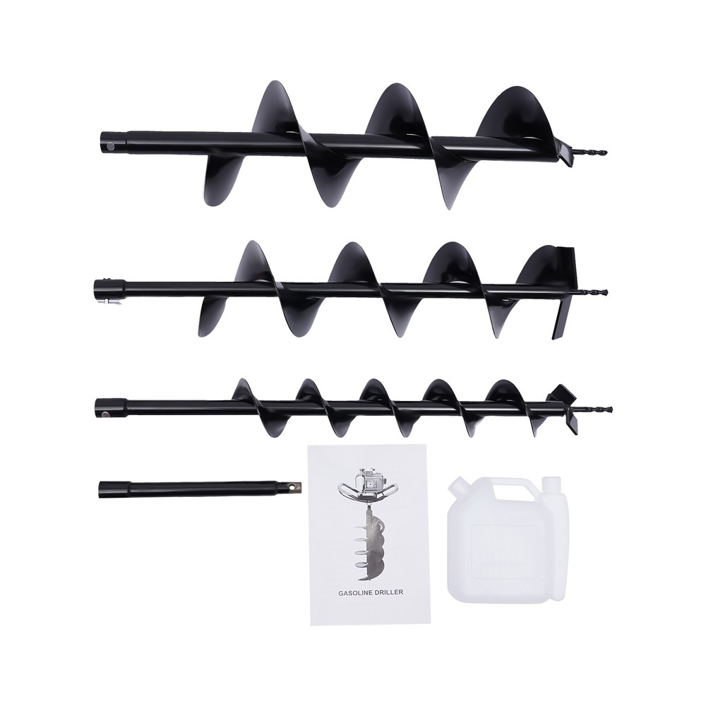 52CC 2.4HP 2 Stroke Post Hole Digger Earth Auger Digging Machine w/ 3x Drill Bit