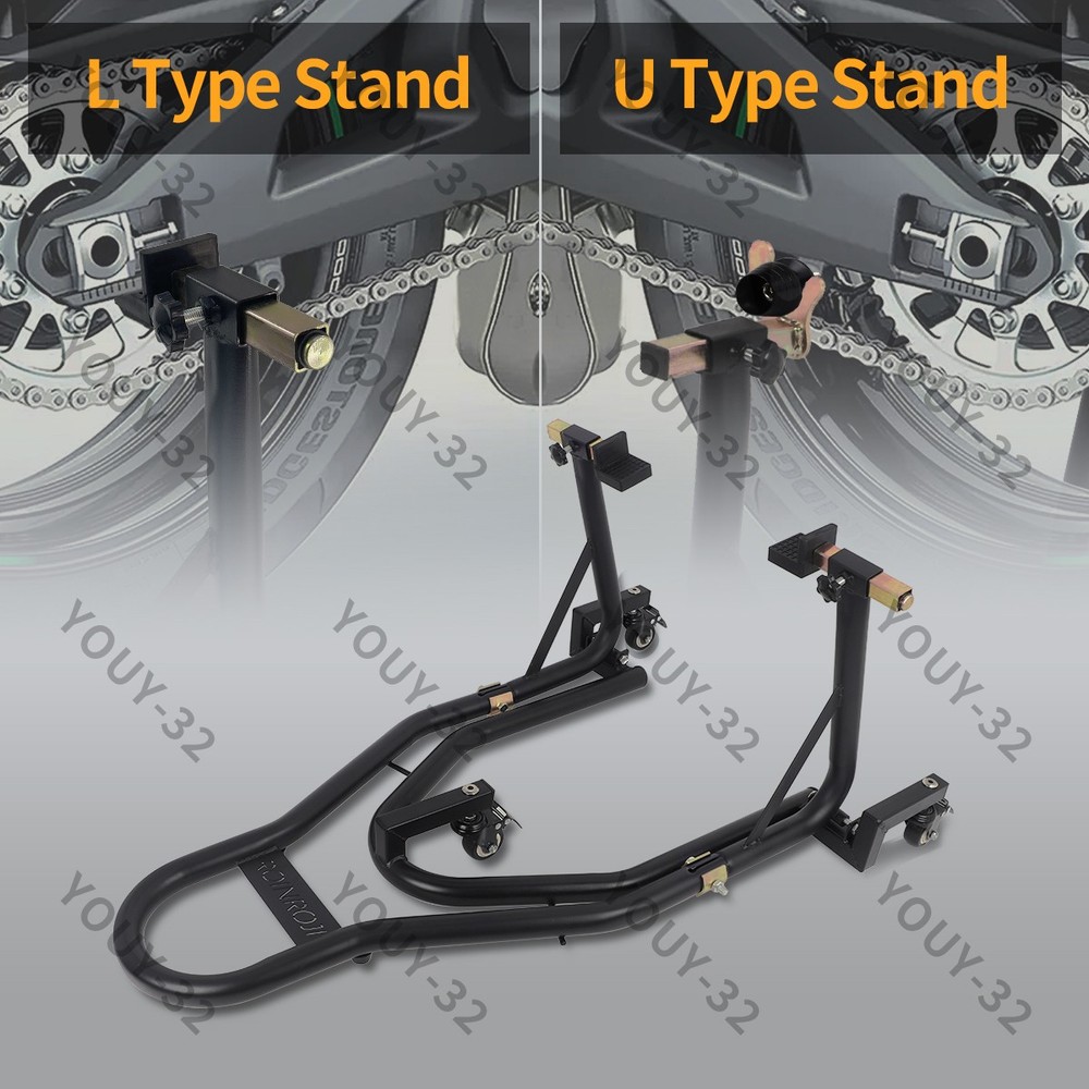 Universal 360° Motorcycle Stand Lift Paddock Wheel Fork Adjustable Dismantable