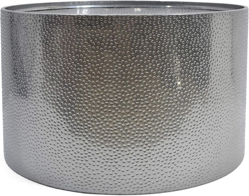 Braeburn 3-Piece Modern Round Iron Accent & Coffee Table Set in Silver