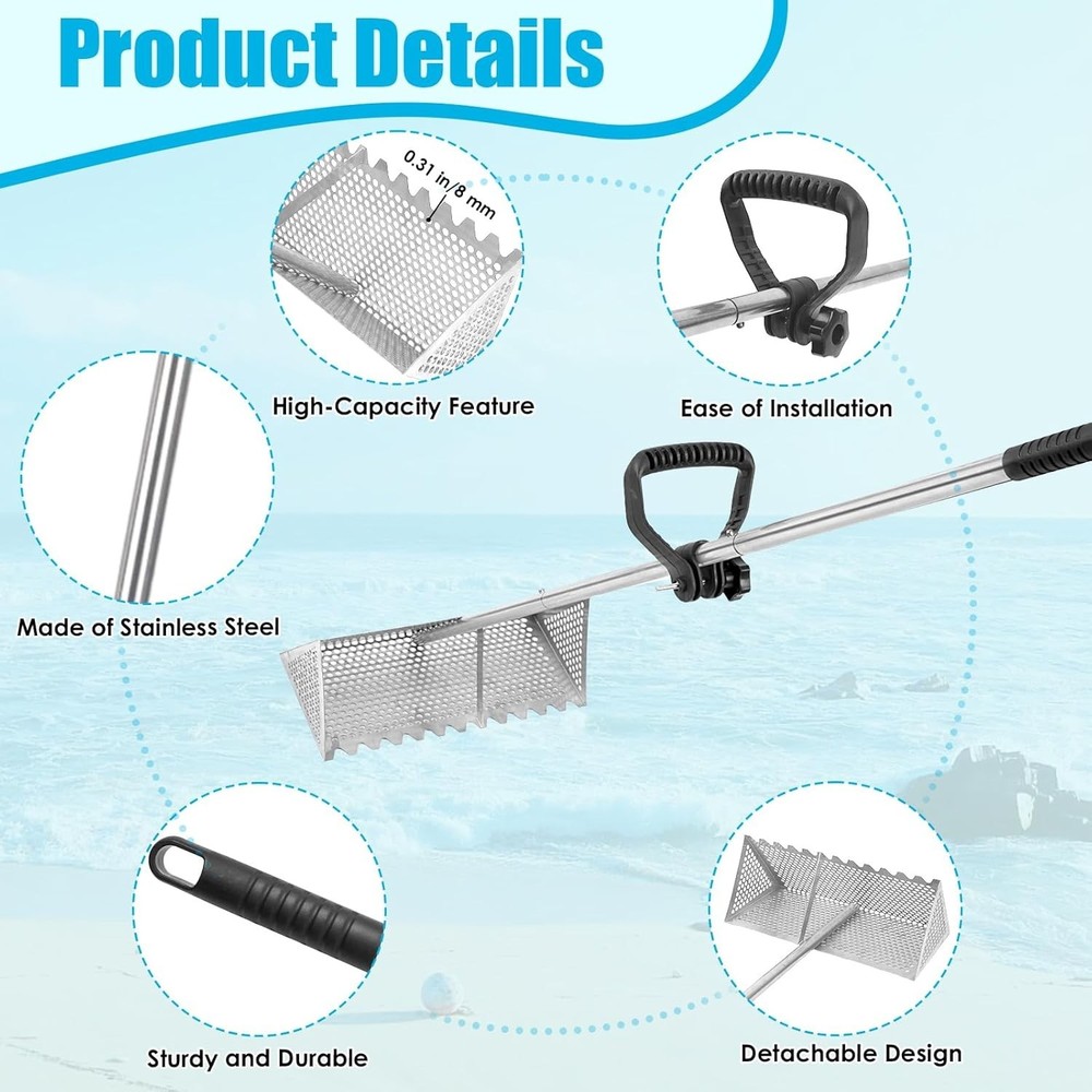 Sand Flea Rake Detachable Sand Flea Rake The Shark Tooth Screen 16" Drain Screen