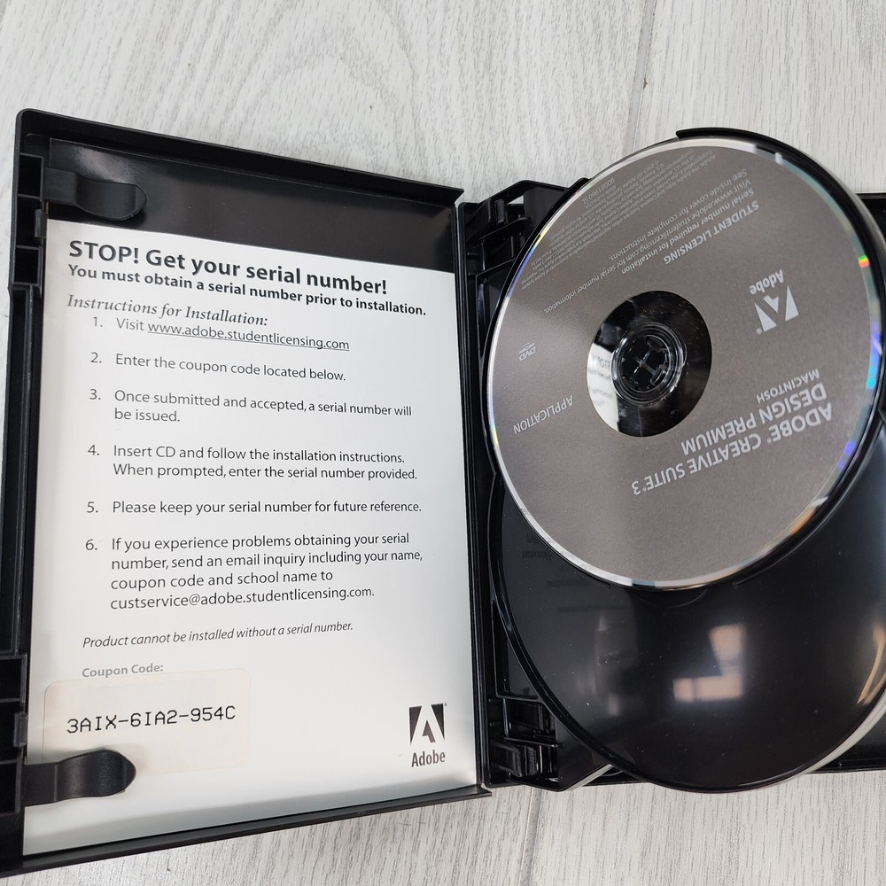 Adobe Creative Suite 3 Design Premium Macintosh 5 DISC Student Licensing Require