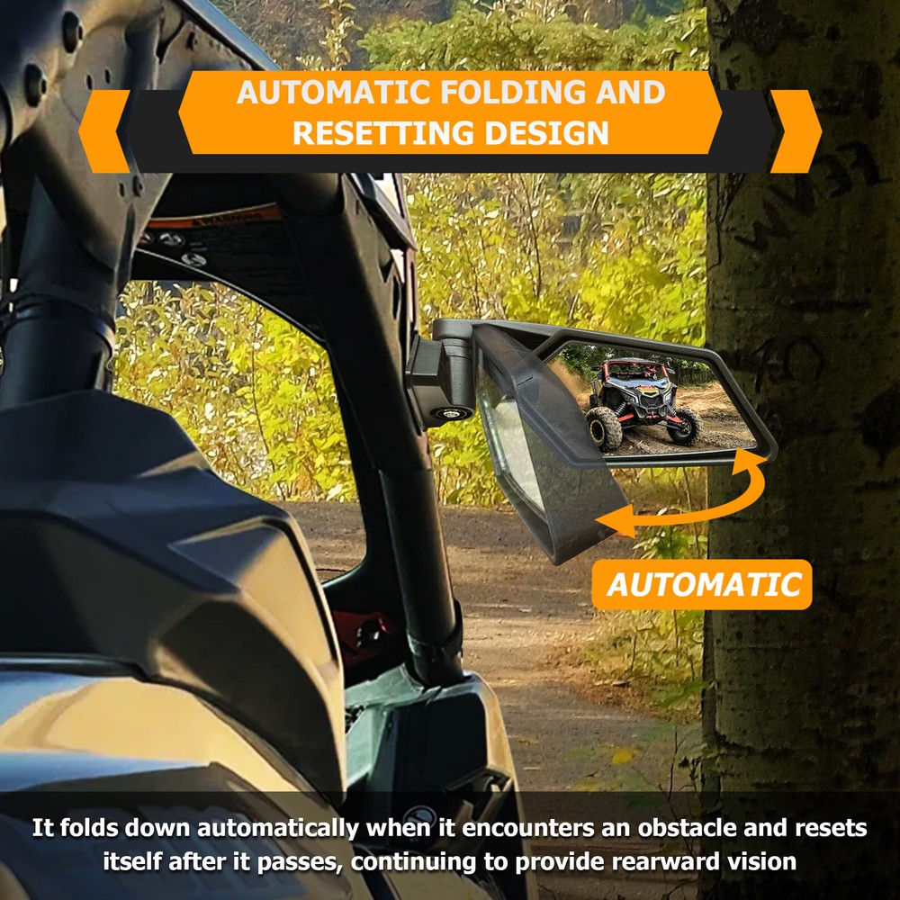 Rear Side View Mirrors w/Automatic Reset Function For Can Am Maverick X3/X3 Max