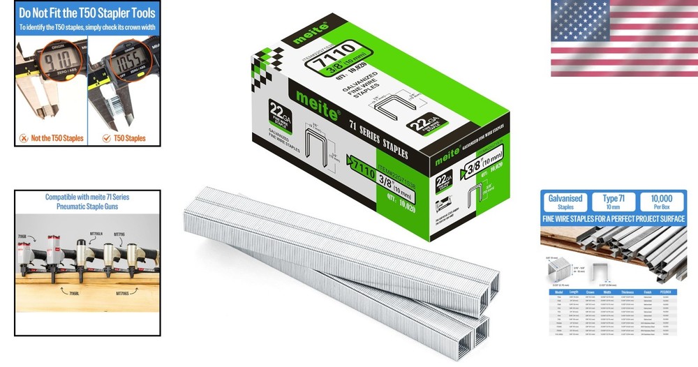 10,020 Count 3/8'' Galvanized Staples for Upholstery Stapler – Sharp & Durable