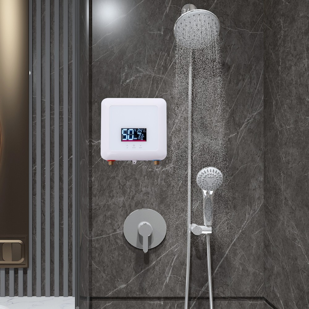5500W 110V Tankless Hot Water Instant Heater Electric Shower Kitchen Boiler Bath