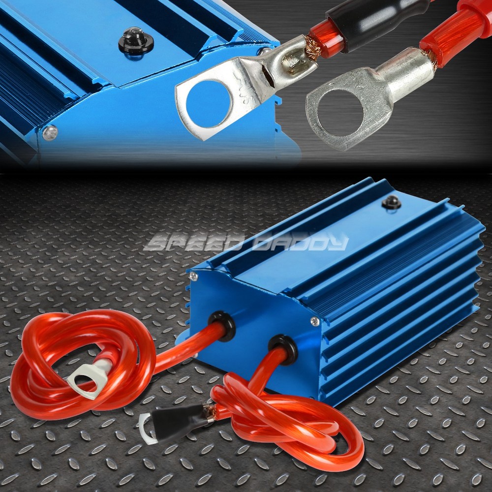 HIGH EFFICIENCY UNIVERSAL CAR BATTERY VOLTAGE STABILIZER REGULATOR+CABLE BLUE