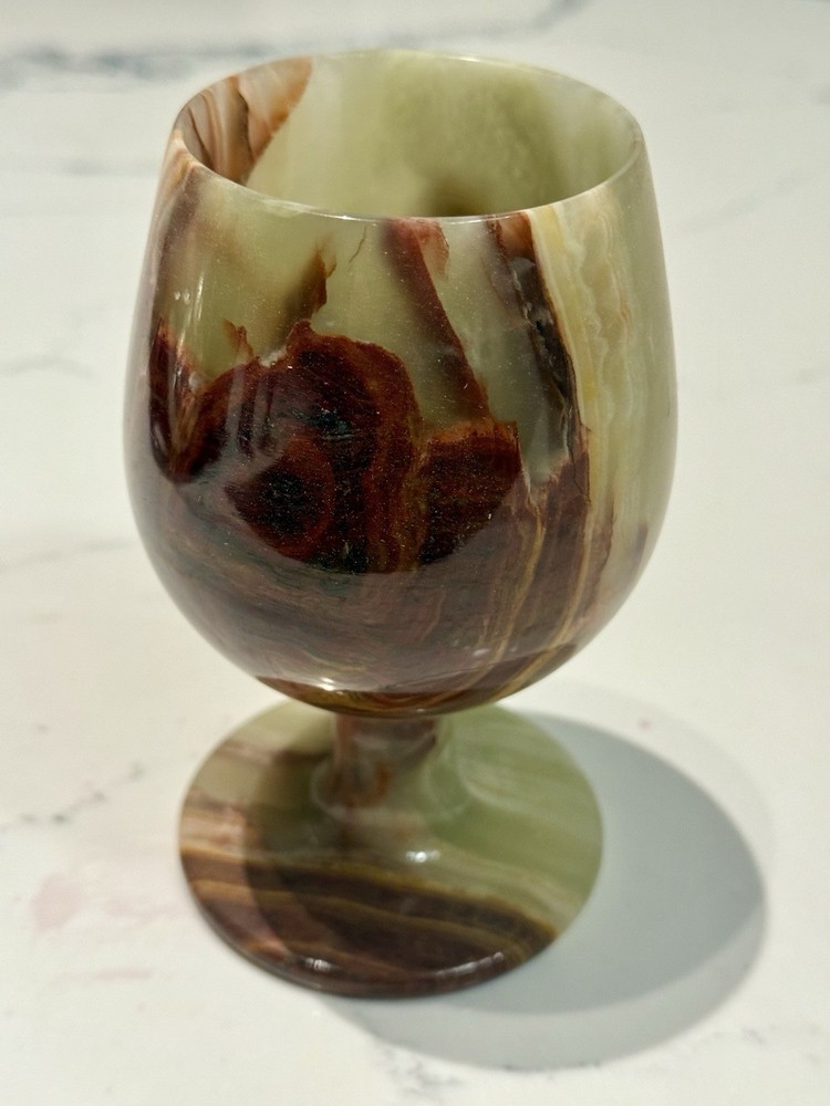 hand blown glass goblets green