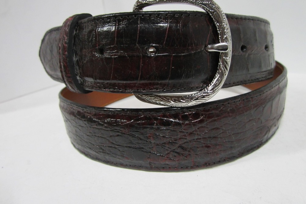 GENUINE ALLIGATOR BLACK CHERRY BELTS