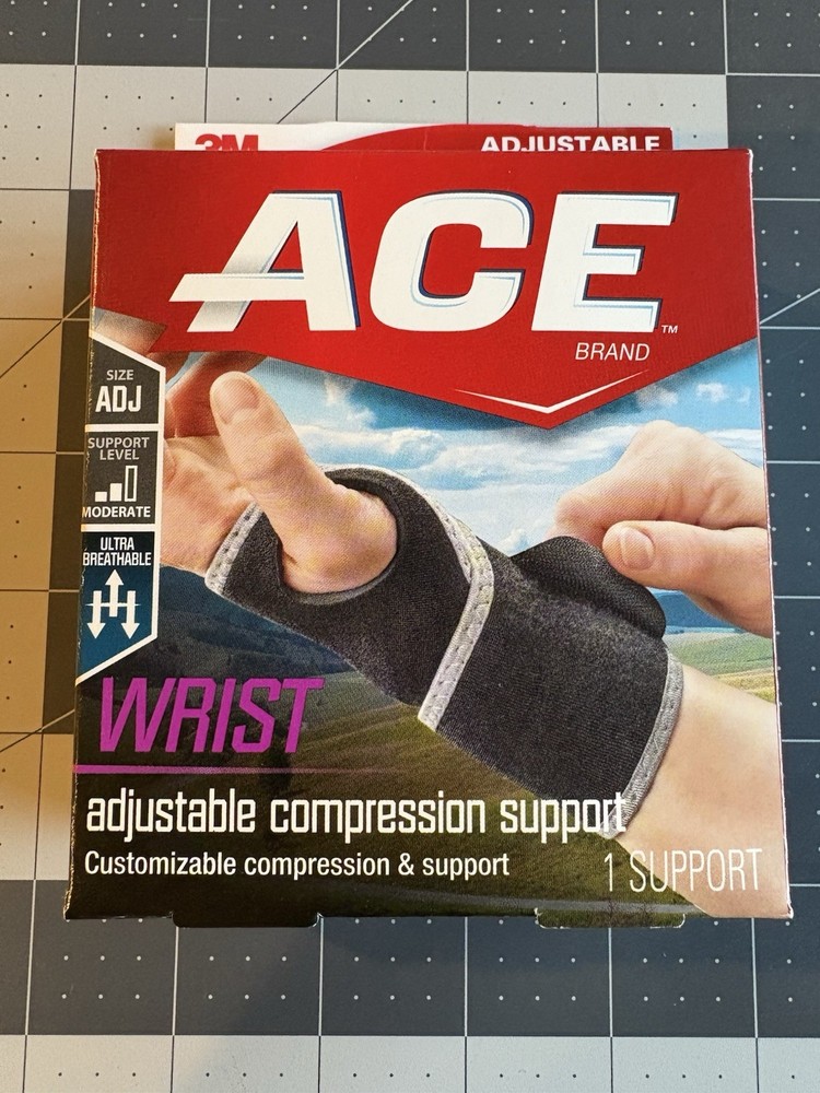 ACE Brand Adjustable Compression Wrist Support.  Breathable.