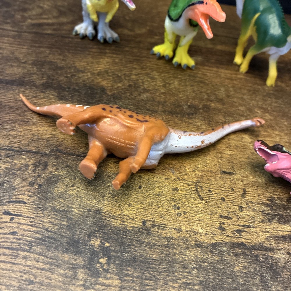 Lot of 13 Plastic Dinosaur Mixed Toy Bundle Multicolor Set
