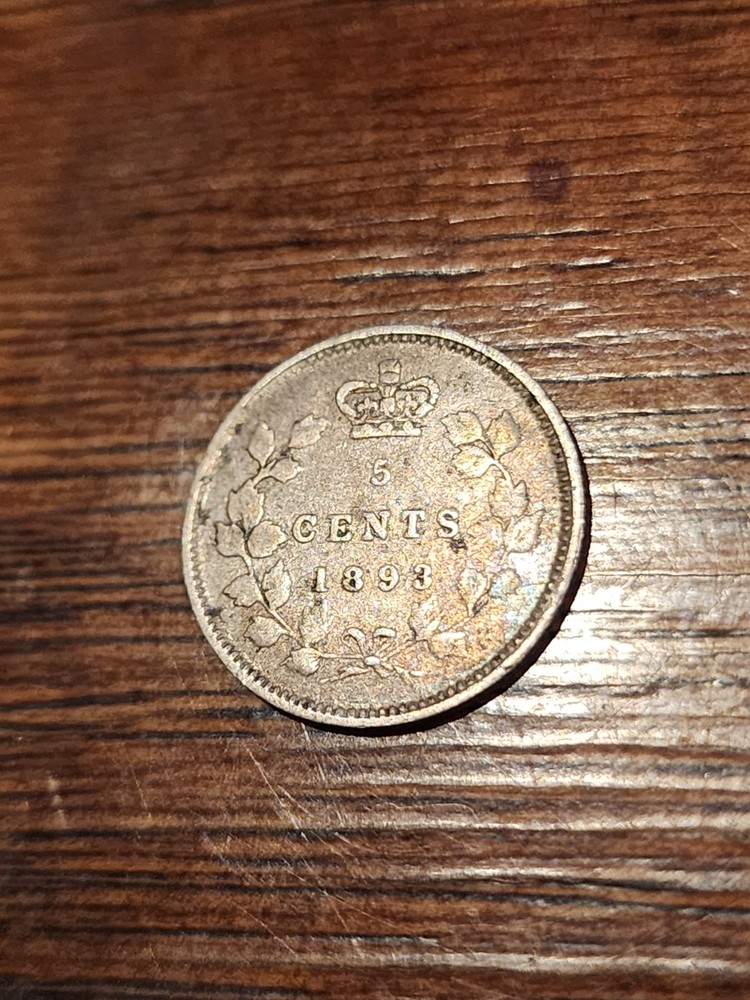 1893 Canada 5 Cents Silver Coin