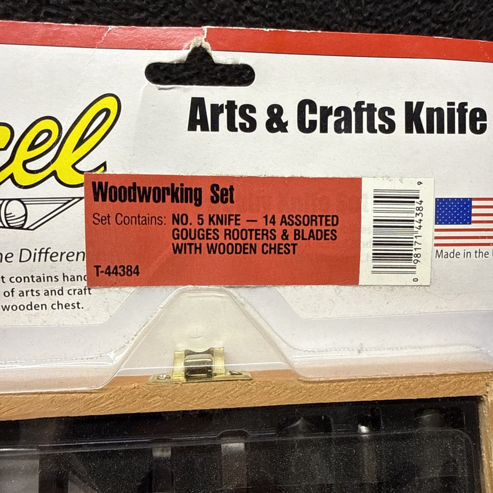 EXCEL 44384 Woodworking Hobby Knives Set w/ Wood Box Gouges Rooters Blades Knife