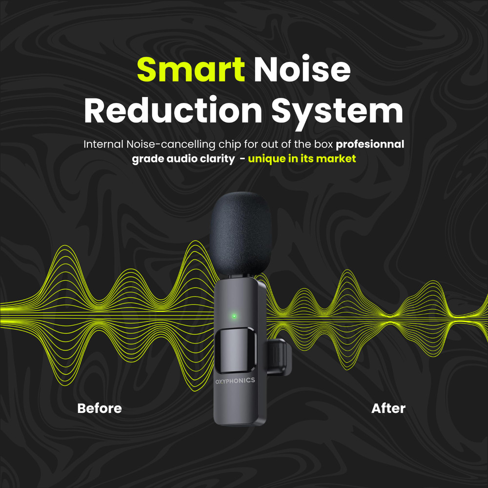 Oxyphonics - 3 in 1 Wireless Lavalier Microphone System for iPhone & Android