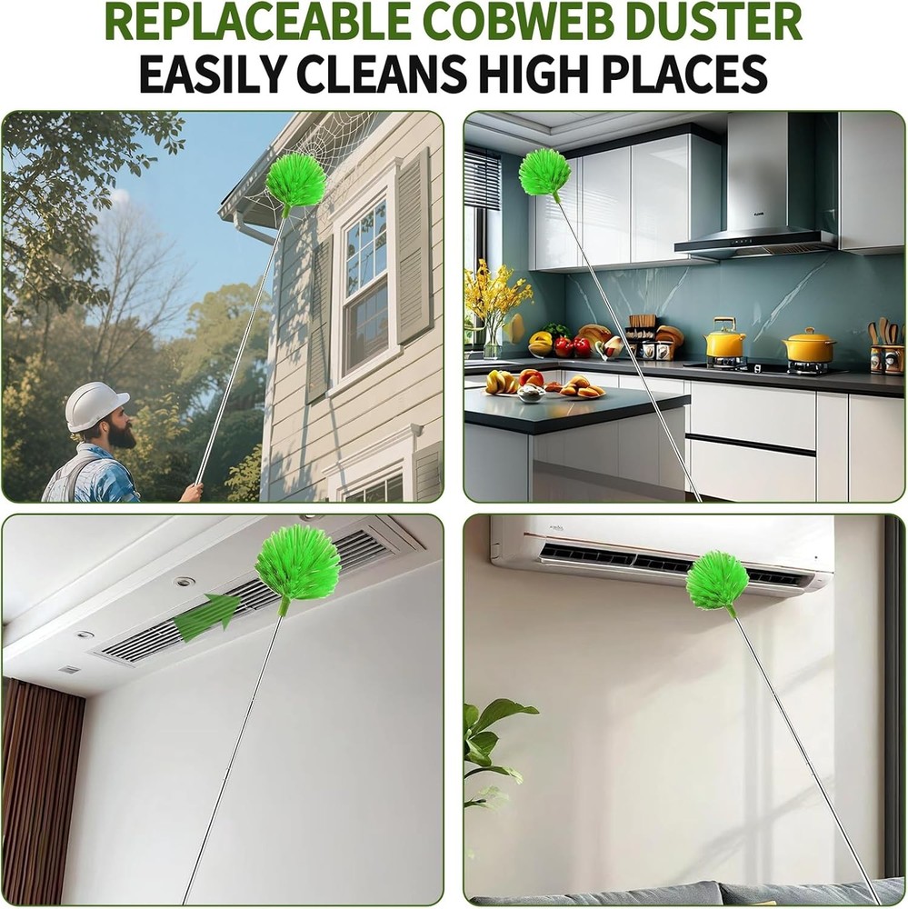 Cobweb Duster with Extension Pole Long Fan Dust Brush for High Ceilings