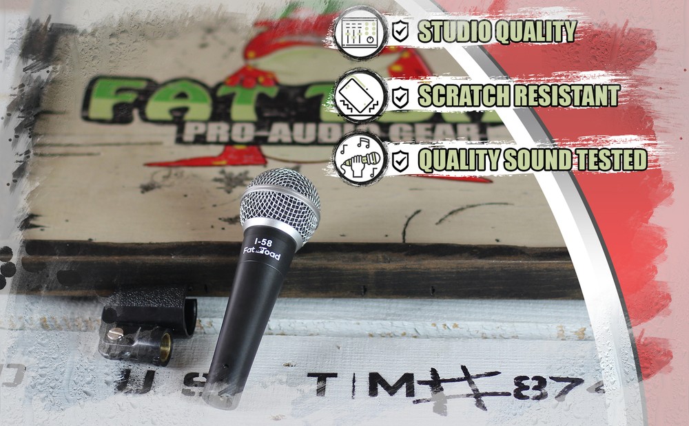 Cardioid Dynamic Microphone with Mic Clip by FAT TOAD | Vocal Handheld