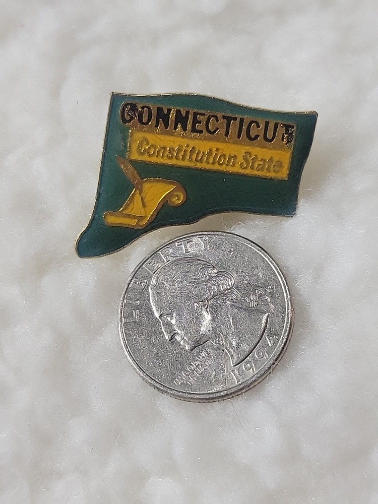 Connecticut Constitution State Shape Epoxy Enamel Lapel Pin 1"