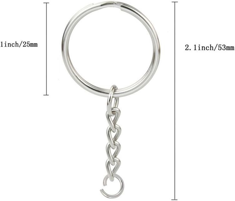 KINGFOREST 50-Piece Split Key Ring Kit with Chains & Jump Rings 50PCS, Silver