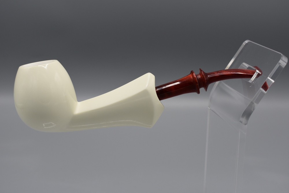 Fancy Smooth Egg Pipe New Block Meerschaum W Case#1211