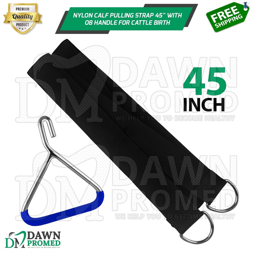Nylon Calf Pulling Strap 45" With OB Handle For Aid in Cattle Difficult Births